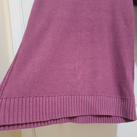 GAP Cable Knit V-Neck Fisherman Cotton Tunic Sweater Damson Pink S - Picture 6 of 10